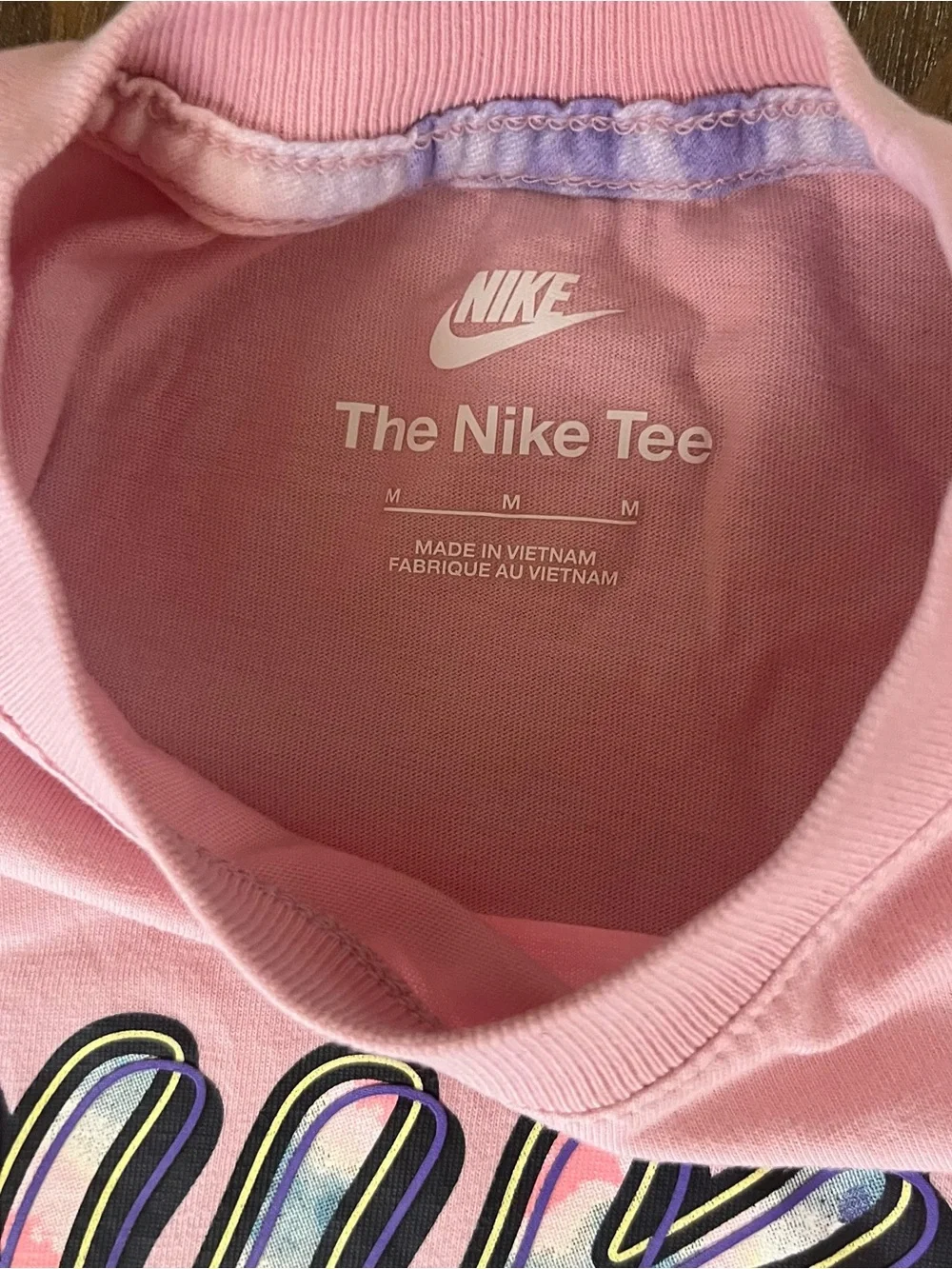 Nike Kids Pink Short Sleeve Tee with Multicolor Bubble Logo